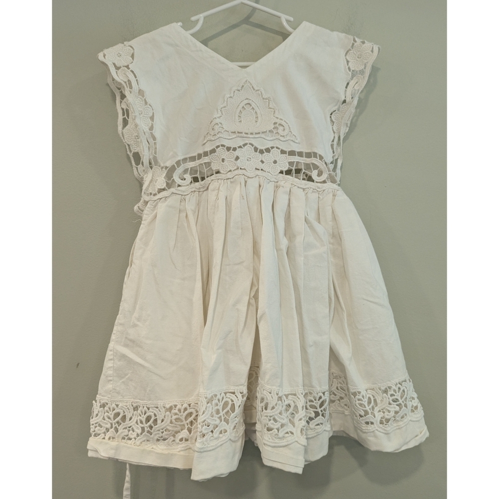 Dollcake Ivory Eyelet Lace Tie Back Tunic Dress Size 6